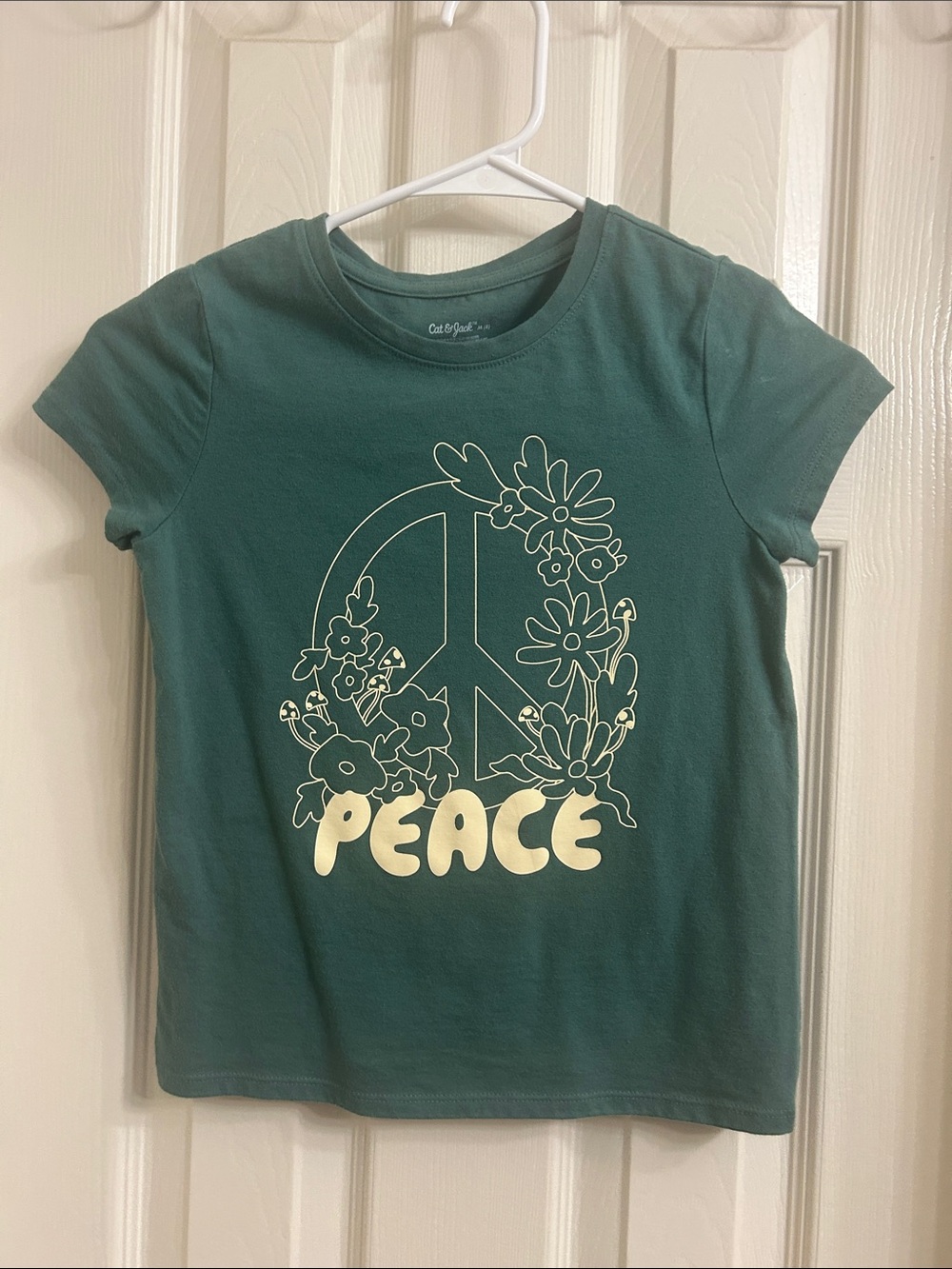 Cat & Jack Teal Graphic 'Peace' Floral Tee
